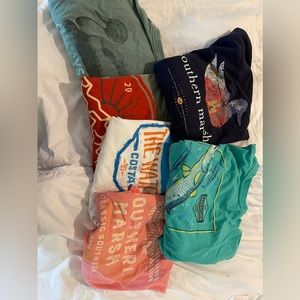 Six good used boys southern tide, southern marsh, drake, costa t-shirts (medium)
